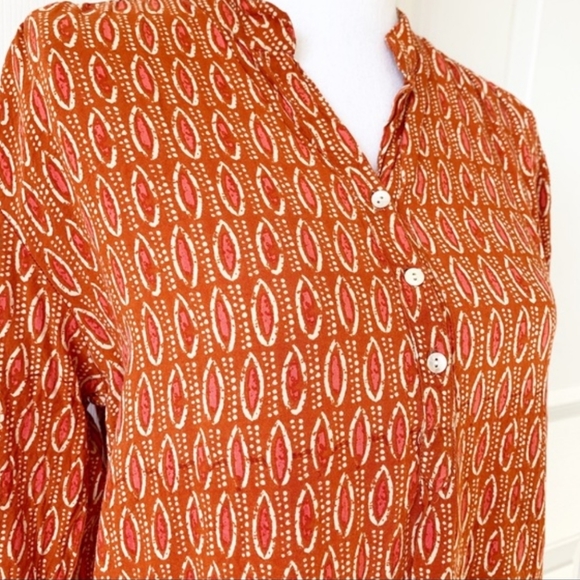 Rock Flower Paper Orange Indian Print Tunic Top - Picture 4 of 9